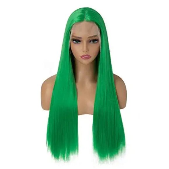 Green Silky Straight Lace Wigs